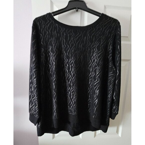 Jane + Delancey Black Abstract Print Tunic Top Sz 1X Lagenlook Cozy Comfort - Picture 1 of 10